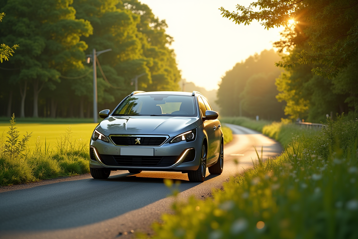 Peugeot 308 GT Line en campagne sous le soleil
