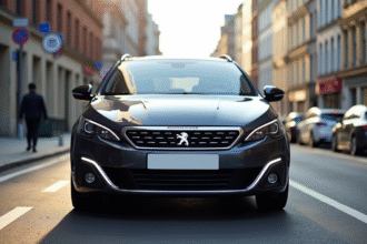 Peugeot 308 GT Line automatique en ville en journée