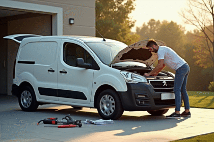 Voiture Peugeot Partner Tepee en extérieur sous un jour ensoleille